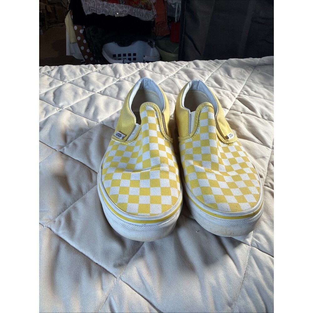 Vans Men's Slip On Check Sneaker Yellow Size 7.5 US Women- 6.0 US Men